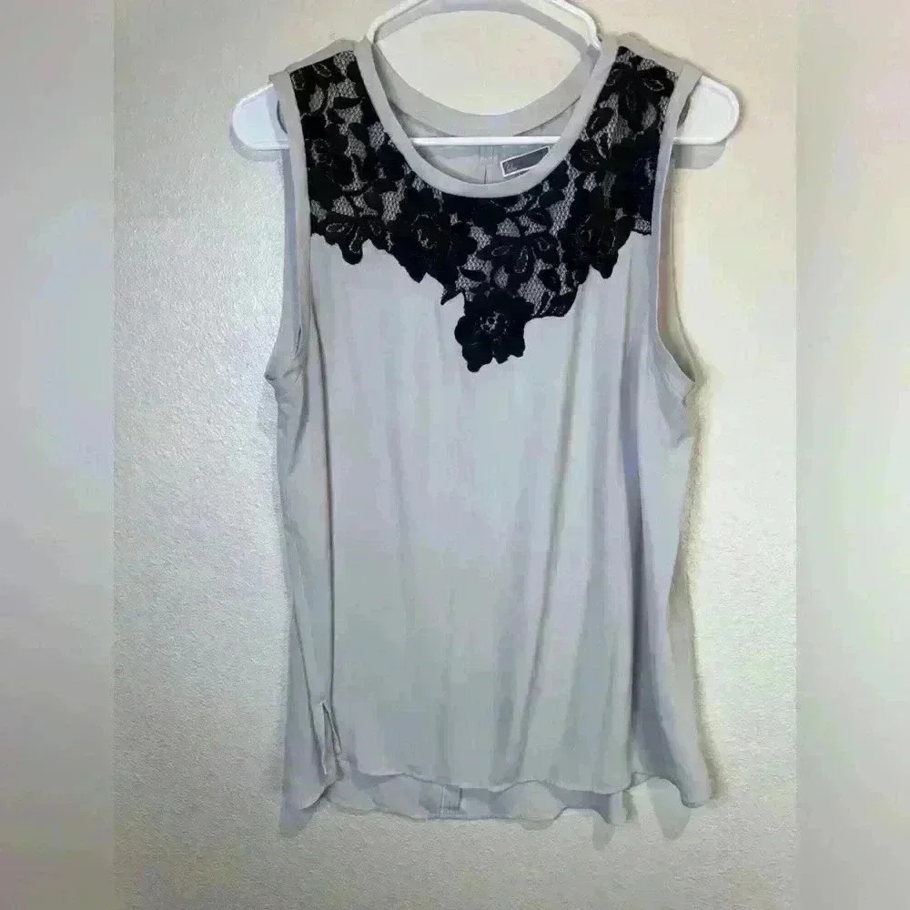 Chelsea28 Women’s Black and Grey Lace Sleeveless Body Crops Top Size L
